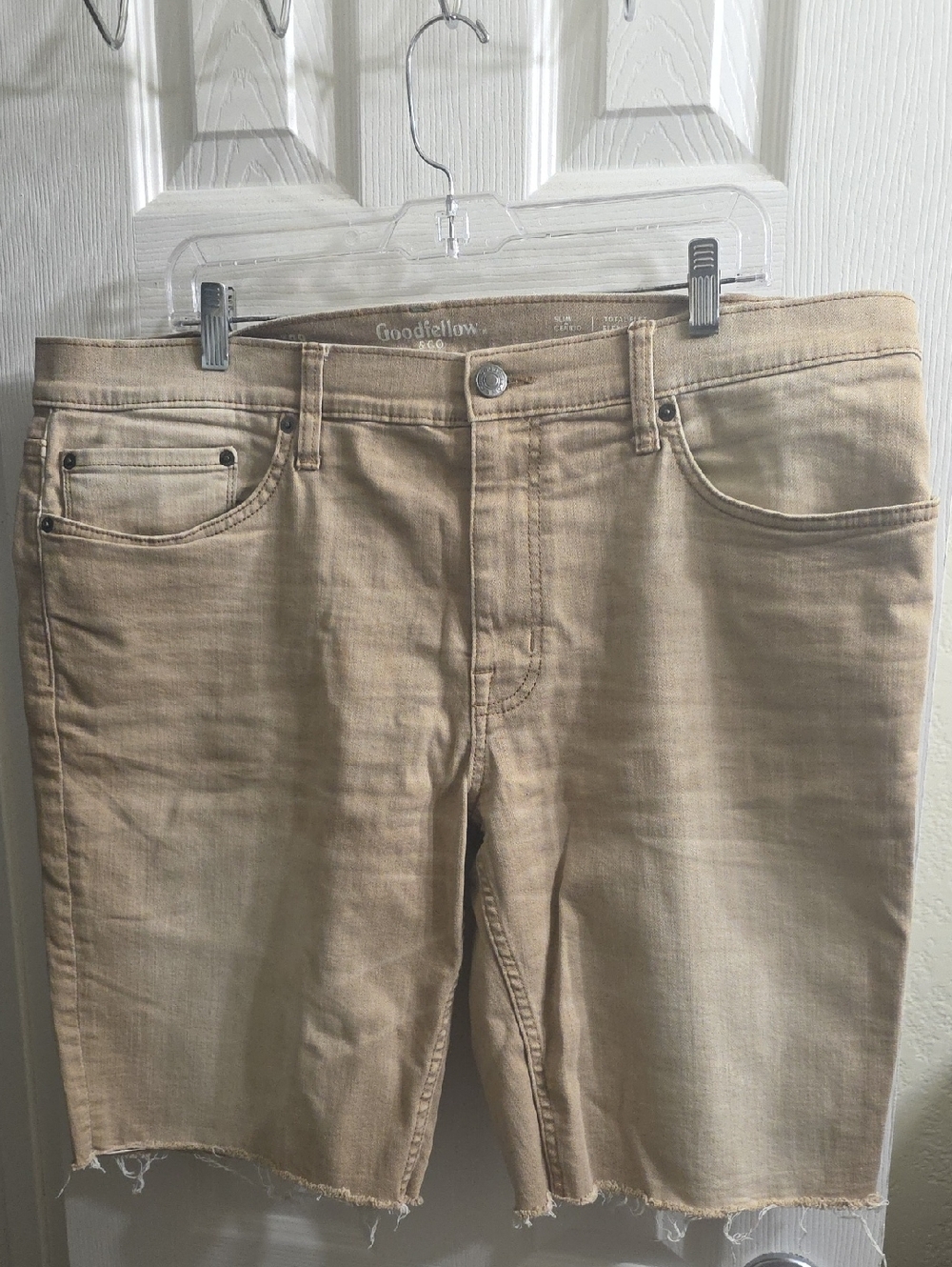 Goodfellow & Co Tan Raw-Hem Relaxed Denim Shorts Size 38